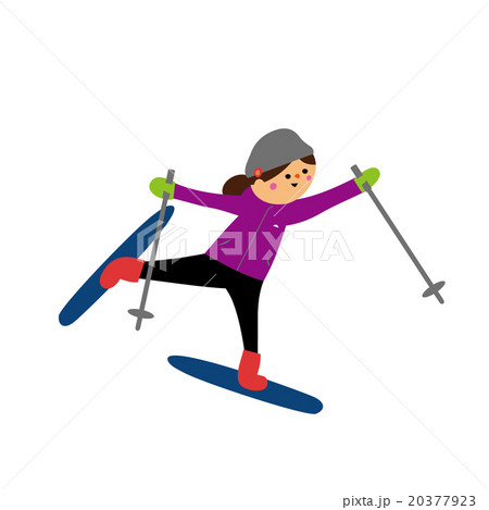 スキーをする女子のイラスト素材