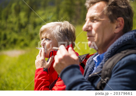 Senior couple hiking Senior couple hiking 20379661