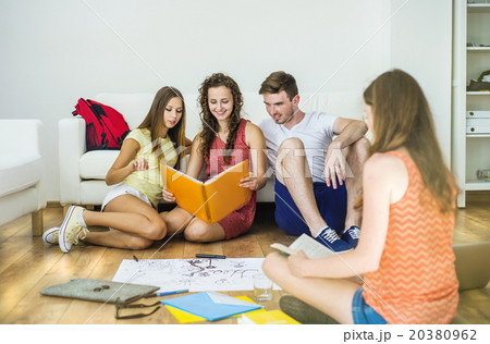 Group of young students studying 20380962