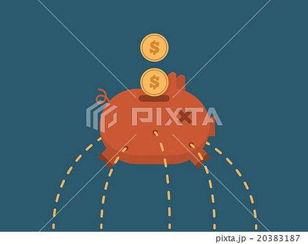 Broken pig. Vector illustration Leaking Piggy Bank 20383187