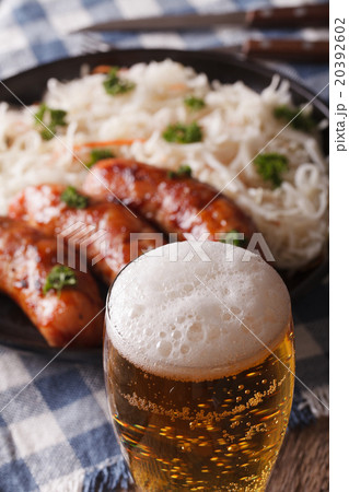 beer on a background of snack sausages 20392602