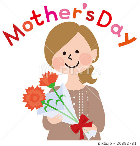 母の日にカーネーションをもらうお母さん 20392731