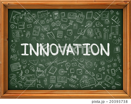 Innovation Concept. Green Chalkboard with Doodle Innovation Concept. Green Chalkboard with Doodle 20393738