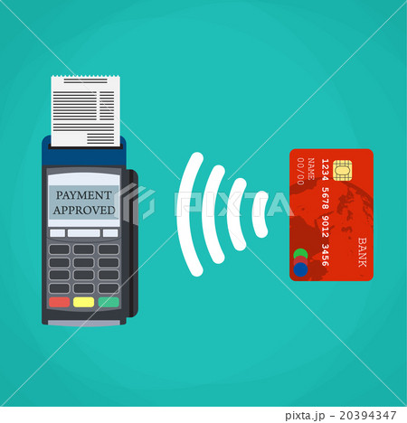 Pos terminal confirms the payment by debit card.  20394347