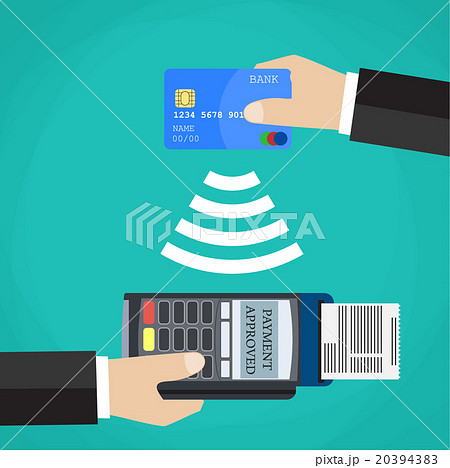 Pos terminal confirms the payment by debit card. Pos terminal confirms the payment by debit card. 20394383