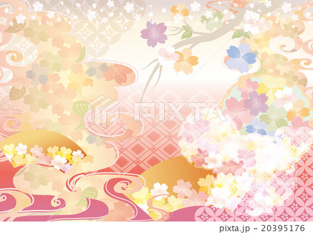 和柄桜風フレーム背景のイラスト素材