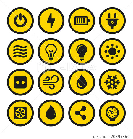 Electric Icons Set. Yellow Signs. Vector 20395360