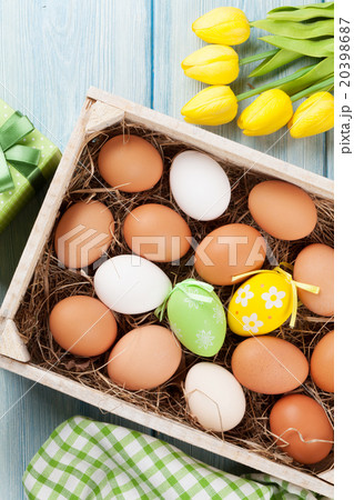 Easter eggs and yellow tulips Easter eggs and yellow tulips 20398687