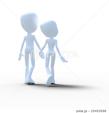 手をつないで歩くカップル Perming3dcg イラスト素材のイラスト素材