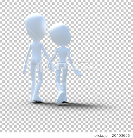手をつないで歩くカップル　perming3DCG イラスト素材 20403696