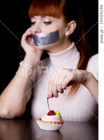 girl with the closed mouth with tape girl with the closed mouth with tape 20404299