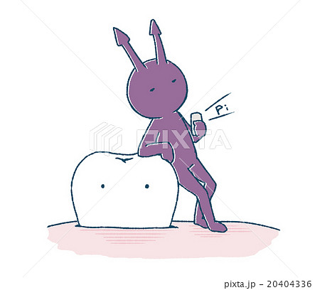 歯にもたれかかる虫歯菌のイラスト素材 20404336 Pixta