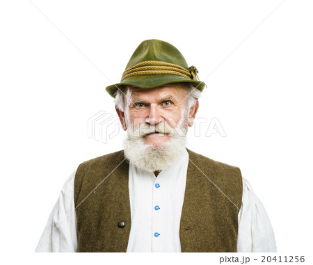 Old bavarian man in hat on white background Old bavarian man in hat on white background 20411256