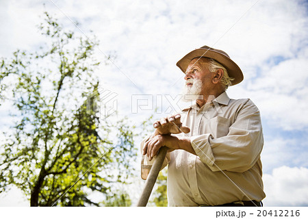 Old farmer on the meadow Old farmer on the meadow 20412216