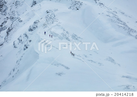 Winter landscape of high snowy mountains  20414218