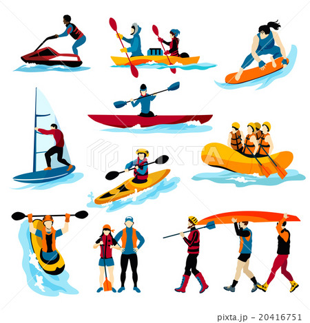 People In Extreme Water Sports Color Icons  20416751