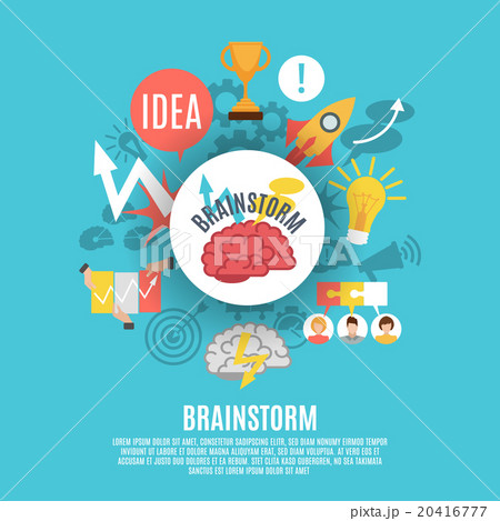 Flat Poster With Brainstorm Icons 20416777