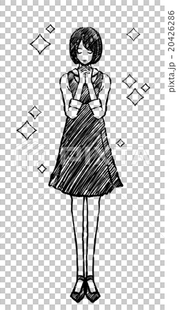 女性 / 白黒 / 祈る 20426286