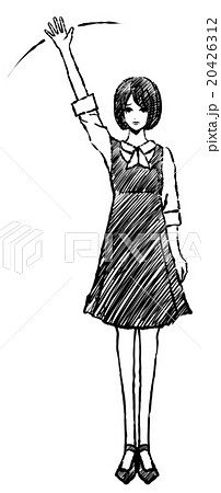 女性 白黒 さよならのイラスト素材