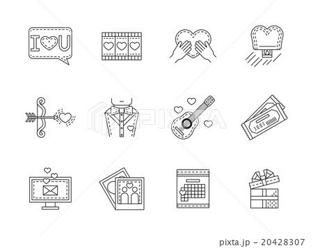 Love flat line vector icons collection 20428307