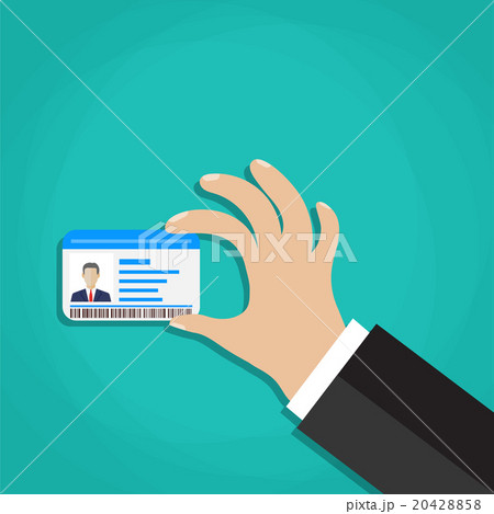 Id cards in hand. 20428858