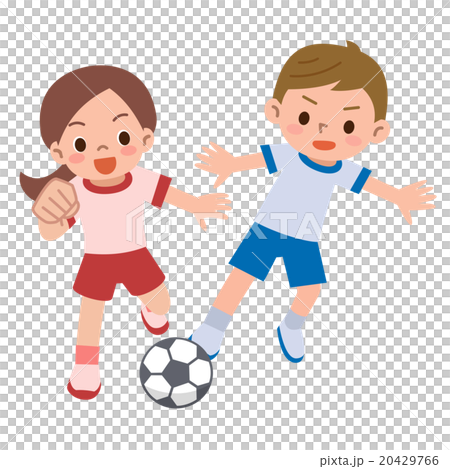 サッカーをする子供のイラスト素材