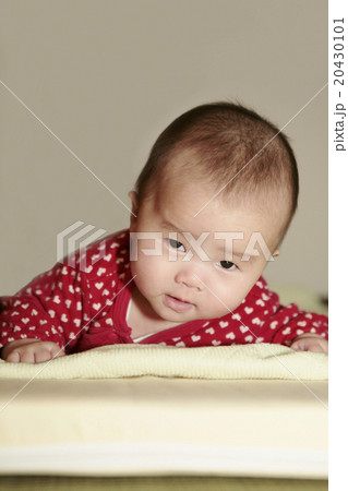 うつ伏せから上体起こし練習の6ヶ月の女の子 うつ伏せから上体起こし練習の6ヶ月の女の子 20430101