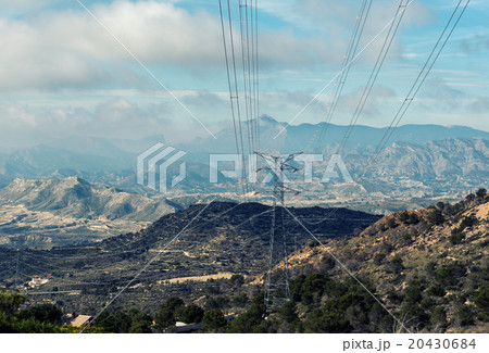 Power transmission line and mountains  20430684