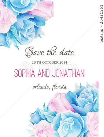 Wedding invitation watercolor with flowers. 20431561