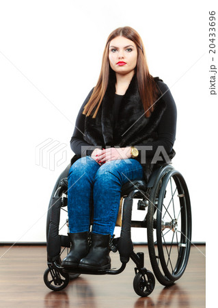 Woman invalid girl on wheelchair Woman invalid girl on wheelchair 20433696
