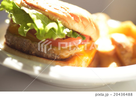 ハンバーガー チーズバーガー フライドポテト ランチ ファーストフード ハンバーガー チーズバーガー フライドポテト ランチ ファーストフード 20436488