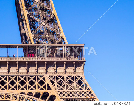 Close up of Eiffel tower under blue sky 20437821