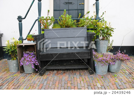 Traditional Dutch wooden bench surrounded  20439246