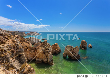 Seascape in the summer on beaches of Albufeira. Seascape in the summer on beaches of Albufeira. 20446521