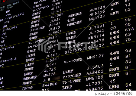 成田国際空港第２ターミナルのフラップボードの写真素材