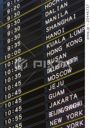 成田国際空港第２ターミナルのフラップボードの写真素材