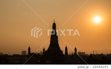 Wat Arun temple Silhouette Thailand Bangkok at sunset 20448241