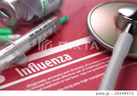 Influenza. Medical Concept on Red Background. 20448473