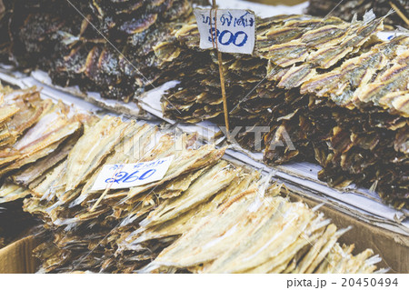 Dried seafood in a thai street market in Bangkok 20450494