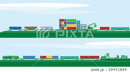鉄道コンテナ貨物車と物流のイラスト素材 4514