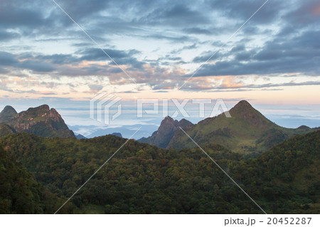 Layer of mountains and mist at sunrise time 20452287