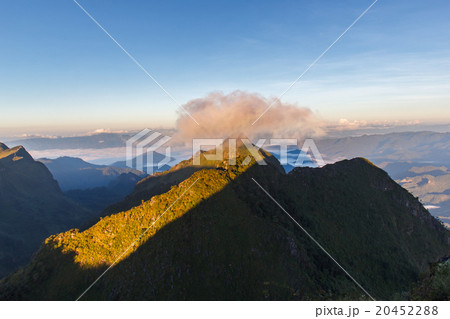 Layer of mountains and mist at sunrise time 20452288