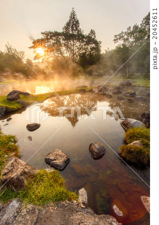Environment hot spring in sunrise time Environment hot spring in sunrise time 20452611