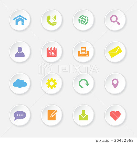colorful web icon set 1 on white circle button colorful web icon set 1 on white circle button 20452968