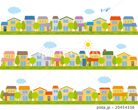 家が並んだ街並セット 20454336