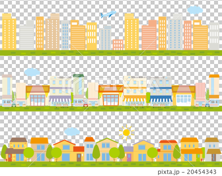 Street set with buildings, shopping streets and houses aligned Street set with buildings, shopping streets and houses aligned 20454343