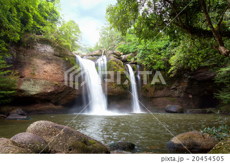 Natural water fall flare in the forest mountain. 20454505