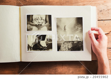 Wedding photos on a table Wedding photos on a table 20455902