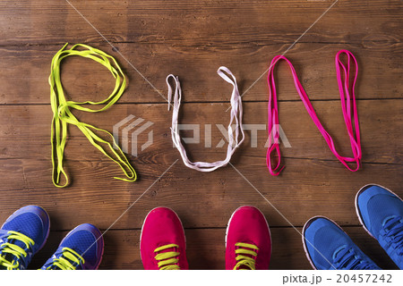 Running shoes on the floor 20457242