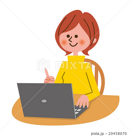 パソコンを操作する女性のイラスト素材 20458070 Pixta